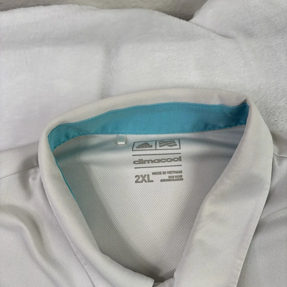 Adidas Cocotal Punta Cana Climacool White Short Sleeve Collared Polo Shirt 2XL